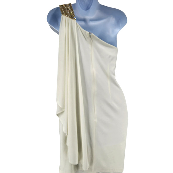 Cache Cream One Shoulder Dress with Gold Detail - Picture 2 of 8